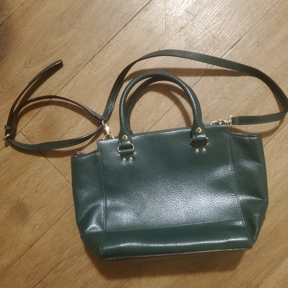 Kate Spade New York Camryn Wellesley Satchel Crossbody Green Leather Bag. - Picture 8 of 16